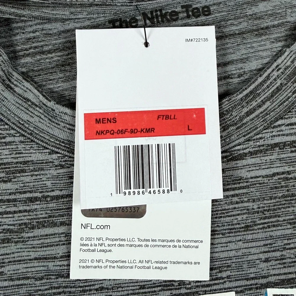 NEW Nike Dri-Fit Men Large Carolina Panthers Gray Space Dye Short Sleeve T-Shirt